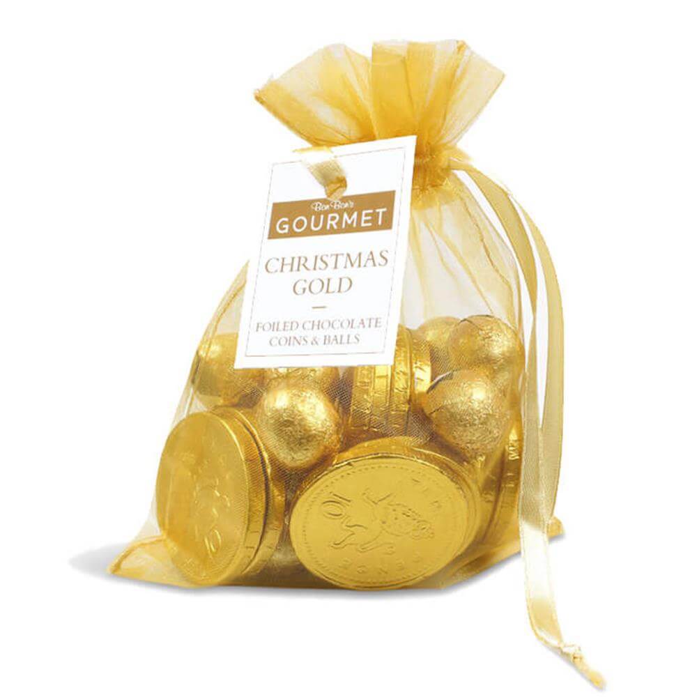 Bon Bons Christmas Gold Foiled Chocolate Coins & Balls 170g